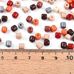 不透明色のガラスシードビーズ  バレル  ミックスカラー  4~5x4~4.5mm  穴：1.4~1.6mm  約3460個/ポンド&nbsp;SEED-N007-17B