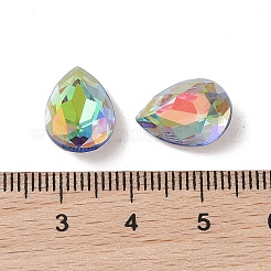 ガラスラインストーンカボション  フラットバック＆バックメッキ  多面カット  ティアドロップ  スフィンクス  14x10x5.5mm&nbsp;RGLA-L029-04A-SPLA