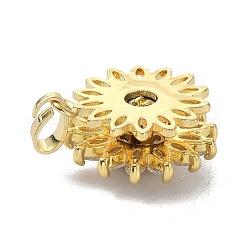 真鍮マイクロパヴェクリアキュービックジルコニアペンダント  回転可能な  花  ゴールドカラー  16.5x14x7mm  穴：5x2mm&nbsp;ZIRC-I055-02G