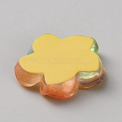 クリア樹脂カボション  プルメリアの花  グリッターパウダー付き  オレンジ  27x29.5x6.5mm&nbsp;RESI-WH20001-32A