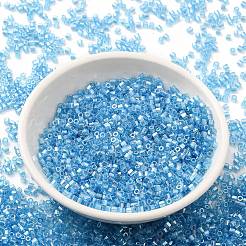 透明色光沢ガラスシードビーズ  六角形（ツーカット）  ディープスカイブルー  2x1.5mm  穴：0.9mm&nbsp;SEED-S042-20B-05