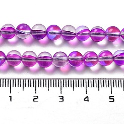 合成ムーンストーンビーズ連売り  ラウンド  フクシア  6mm  穴：1mm  約31個/連  7.20インチ（18.3cm）&nbsp;G-P528-J01-06