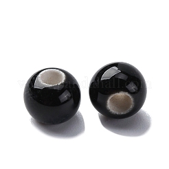 手作りの陶器ビーズ  ラウンド  ブラック  6~7x5~6mm  穴：2mm&nbsp;PORC-D300-A36