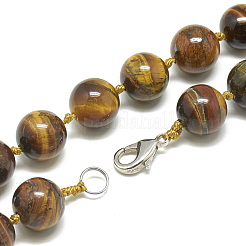 Natural Tiger Eye Beaded Necklaces&nbsp;NJEW-S405-12