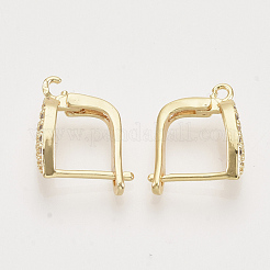 Brass Micro Pave Cubic Zirconia Hoop Earring Findings with Latch Back Closure&nbsp;KK-T048-028G-NF