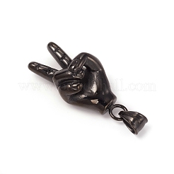 304 Stainless Steel Gesture ASL Pendants&nbsp;STAS-I132-05B