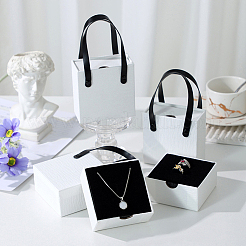 PU Leather Jewelry Set Drawer Boxes with Sponge Inside and Texture Paper Jewelry Tote Bags&nbsp;ABAG-CL0001-66A