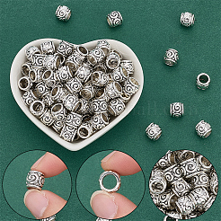 亜鉛合金ヨーロピアンビーズ90個  大穴ビーズ  螺旋模様の樽  アンティークシルバー  9x8.5mm  穴：5.5mm&nbsp;FIND-SP0005-97B
