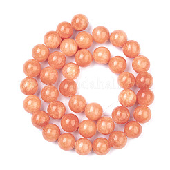 天然石馬山ジェイドビーズ連売り  染め  ラウンド  レッドオレンジ  6mm  穴：1mm  約66個/連  16インチ&nbsp;DJAD-6D-18-2