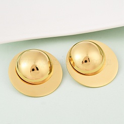 304ステンレススチールスタッドピアス  半円  18KGP本金メッキ  35mm&nbsp;EJEW-S265-05G