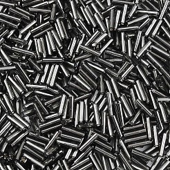 ガラス竹ビーズ  銀並ぶ  グレー  6~8x1.8mm  穴：0.6mm  1250個/ 50g&nbsp;X-TSDB6MM52
