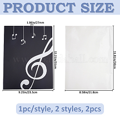 2個 2スタイル PVCプラスチック製音楽ファイルフォルダー  長方形  ブラック  310x235x27mm  1個/スタイル&nbsp;DIY-FH0010-58