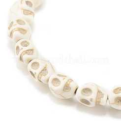 Synthetic Turquoise(Dyed) Skull Stretch Bracelet&nbsp;BJEW-JB08069-01