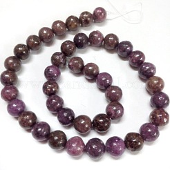天然レピドライト/パープルマイカストーンビーズ連売り  8mm  穴：1mm  約50個/連  15.74インチ&nbsp;G-L144-8mm-01