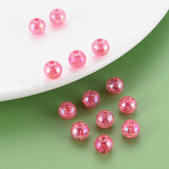 クリアクラックアクリルビーズ  ABカラーメッキ  ラウンド  サクランボ色  8x7mm  穴：1.8mm  約1745個/500g&nbsp;MACR-S373-66-L02