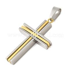 イオンプレーティング（IP）304ステンレスペンダント  クロスチャーム  ゴールデン·ステンレス鋼色  41x25x4mm  穴：9x5mm&nbsp;STAS-D110-31GP
