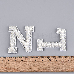 26Pcs ABS Plastic Imitation Pearl & Rhinestone & Cloth Letter Cabochons&nbsp;PATC-T001-01A