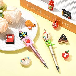 教師の日シリコンビーズ 12種類 12個  焦点ビーズ  混合図形  ミックスカラー  24~33x17.5~27x6.5~19mm  穴：2~3mm  1個/スタイル&nbsp;SIL-FS0001-40