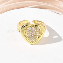 Brass Micro Pave Cubic Zirconia Cuff Open Rings for Women&nbsp;CU-CBA760A-13C-G
