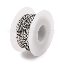 304ステンレススチールカーブチェーン  ツイストチェーン  スプールで  溶接されていない  ステンレス鋼色  6.5x4.5mm  約16.40フィート（5m）/ロール&nbsp;CHS-TAC0001-03P