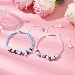 女性用調節可能な天然宝石編みビーズブレスレット2個。  混合図形  内径：2~4インチ（5~10cm）&nbsp;BJEW-JB10993