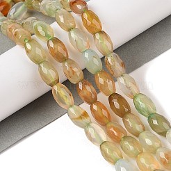 天然石瑪瑙ビーズ連売り  染め＆加熱  多面カット  オーバル  淡い茶色  12x7.5~8mm  穴：1.2mm  約32個/連  14.96''（38センチメートル）&nbsp;G-Q194-B01-01B