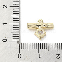 真鍮製マイクロパヴェキュービックジルコニアチャーム  長方形  ゴールドカラー  11.5~12x14x3mm  穴：1.2mm&nbsp;KK-C043-01G