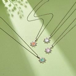 Cat Eye Sun Pendant Necklace with 304 Stainless Steel Cable Chains for Women&nbsp;NJEW-JN03974
