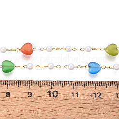 Handmade Glass Heart Link Chains&nbsp;CHS-T006-36G