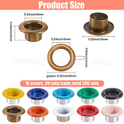 200 Sets 10 Colors Iron Grommet Eyelet Findings&nbsp;SCRA-GF0001-10B-03