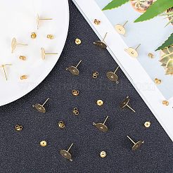 304 Stainless Steel Stud Flat Pad Earring Post&nbsp;STAS-UN0002-35G