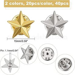 40Pcs 2 Colors Pentagram Alloy Brooch&nbsp;JEWB-FH0001-09