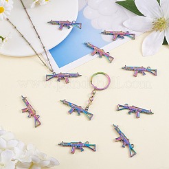 20個の合金ペンダント  カドミウムフリー＆鉛フリー  銃  虹色  15x45x3.5mm  穴：2.5mm&nbsp;FIND-SZ0003-22