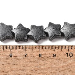 ヴィンテージの手作り磁器ビーズの連  ファンシーアンティーク施釉磁器  スター  ブラック  13x13.5x6.5mm  穴：2mm  約30個/連  13.39''（34センチメートル）&nbsp;PR-CBAA37B-08C