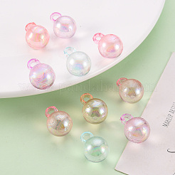 透明なアクリルビーズ  ABカラー  ラウンド  ミックスカラー  18.5x13.5mm  穴：3mm&nbsp;X-TACR-S154-42C