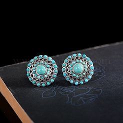 Synthetic Turquoise Stud Earrings&nbsp;EJEW-C178-06A