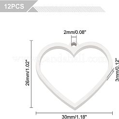 304ステンレススチールオープンバックベゼルペンダント12個  ハート  マットなスタイル  ステンレス鋼色  26x30x3mm  穴：2mm&nbsp;STAS-UN0023-52