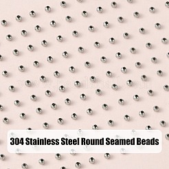 304ステンレススチール丸型シームビーズ  スペーサービーズ  ジュエリークラフト作り用  ステンレス鋼色  2x2mm  穴：0.8mm&nbsp;STAS-YW0001-84