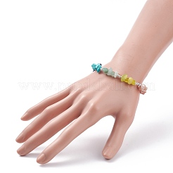 Natural & Synthetic Mixed Gemstone Chips Beaded Bracelet&nbsp;BJEW-TA00107