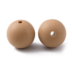 食品グレードの環境に優しいシリコーンビーズ  ラウンド  バリーウッド  15mm  穴：2mm&nbsp;SIL-TAC0010-02C