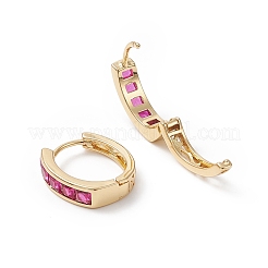 Cubic Zirconia Rectangle Hoop Earrings&nbsp;EJEW-B014-25G