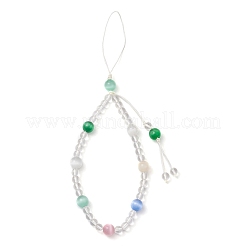 キャットアイ携帯ストラップ  ナイロン糸付き  ミックスカラー  207mm  3個/セット&nbsp;HJEW-JM03419