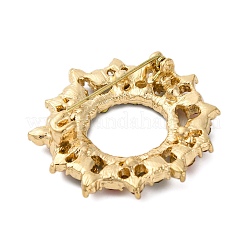 ラインストーン合金ブローチ  クリスマスエナメルピン  クリスマスリース  42.5x41mm&nbsp;LS-JEWB-M047-02G-05