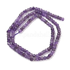 天然石アメジストビーズ連売り  多面カット  ロンデル  4x3mm  穴：1mm  約102個/連  15.7インチ&nbsp;G-P279-74-4mm-01