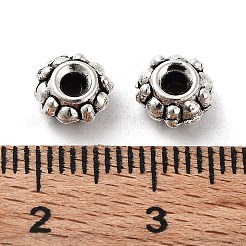 チベット風合金ビーズ  カドミウムフリー＆鉛フリー  花  アンティークシルバー  7x3.5mm  穴：1.8mm  約2000個/1000g&nbsp;FIND-A035-07AS