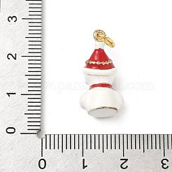 真鍮製エナメルペンダント  ラックめっき  長持ちメッキ  丸カン付き  雪だるま  22x11x7.5mm&nbsp;KK-H5223-04A-G
