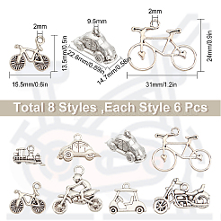 48Pcs 8 Style Tibetan Style Alloy Pendants&nbsp;FIND-SC0002-31