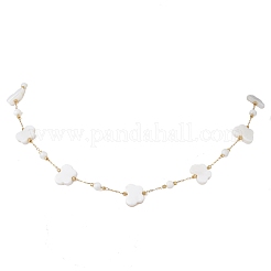 304 Stainless Steel & Natural White Shell Butterfly Cross Heart Link Chain Necklaces for Women&nbsp;NJEW-JN05808
