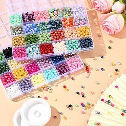 2 Sets 2 Styles DIY Round ABS Plastic Imitation Pearl and Glass Pearl Beads Bracelets Making Kits&nbsp;DIY-YW0012-65