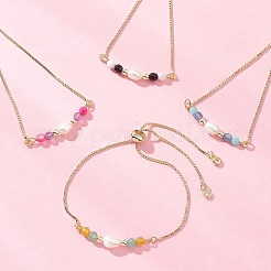 4Pcs 4 Styles Brass Box Chain Slider Bracelet&nbsp;BJEW-JB12700